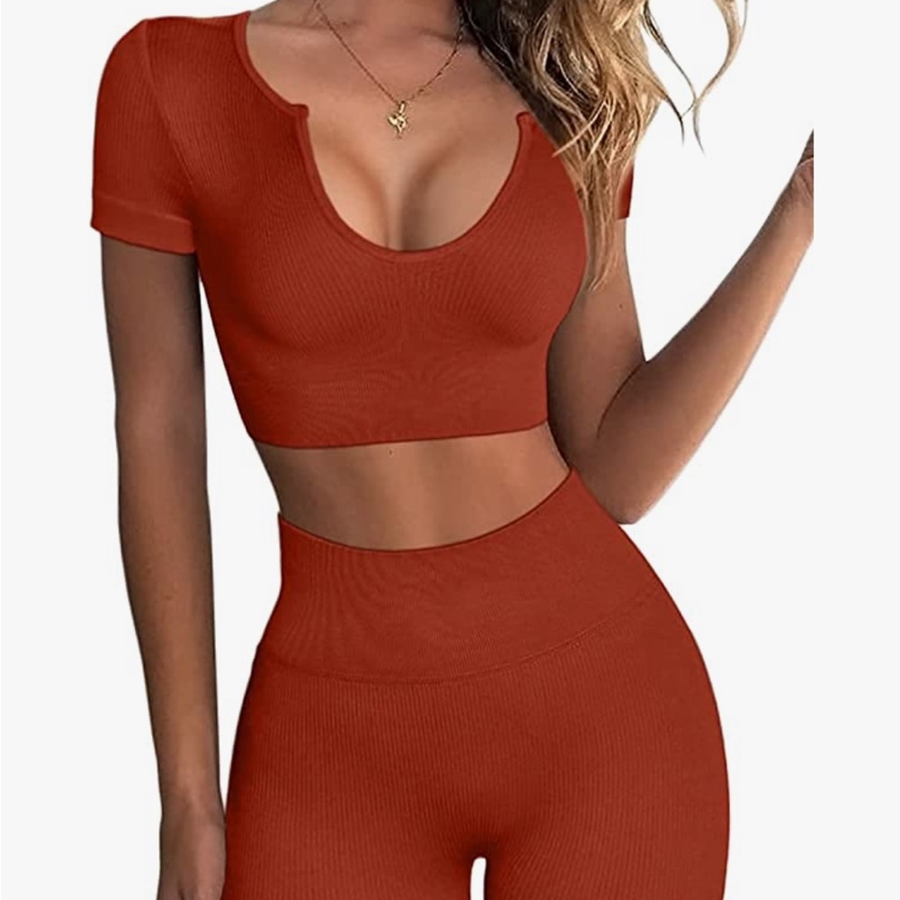 WORN ONCE - Women’s Workout Set Rust Orange